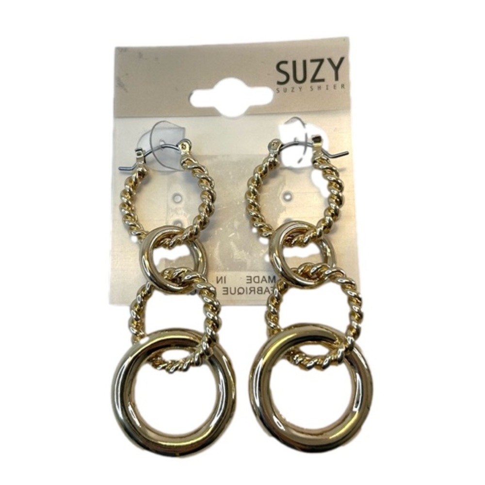 Suzy Shier Hoop Dangle Earrings New